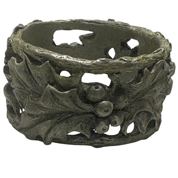 Longaberger American Holly Pewter Napkin Rings 2001 Original Box #75736-Set of 4 - Picture 5 of 10